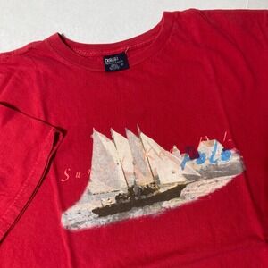 Vintage Polo Ralph Lauren Sunset Key Sailing Boat t-shirt Red Men's Size XL Rare